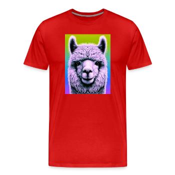 Alpaka - Männer Premium Bio T-Shirt - Rot - Vorne - Damien (186cm)