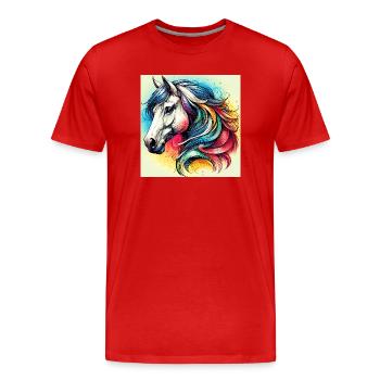 Pferd - Männer Premium Bio T-Shirt - Rot - Vorne - Damien (186cm)