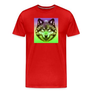Wolf - Men's Premium Organic T-Shirt - red - Front - Damien (186cm)
