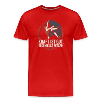 Klettern Spruch - Retro Bouldern Geschenk - Männer Premium Bio T-Shirt - Rot - Vorne - Damien (186cm)