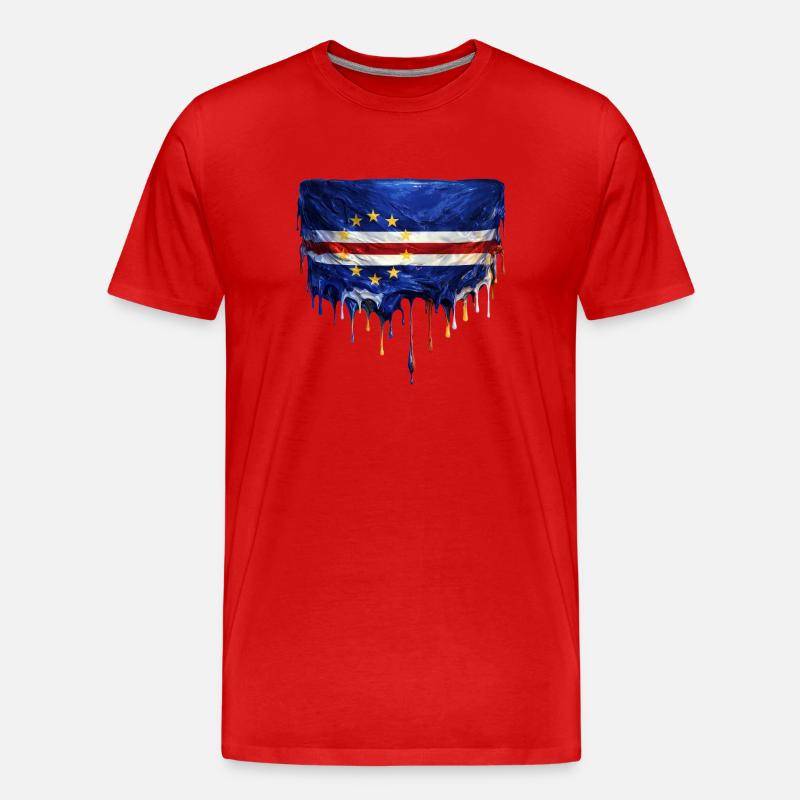 Art de drapeaux dégoulinants du Cap-Vert - T-shirt bio Premium Homme - rouge