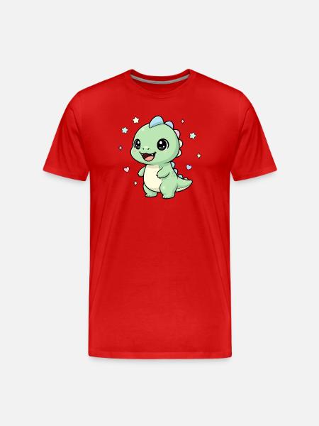 Pastel Dino Star Magic - Men's Premium Organic T-Shirt - red