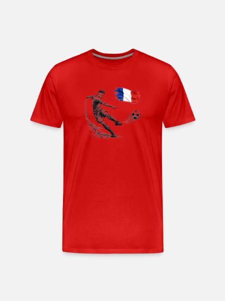 Dynamic football shot with France flag - Men's Premium Organic T-Shirt - red