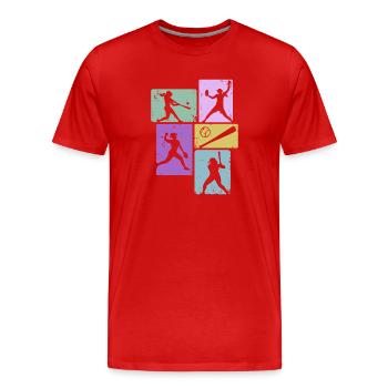 Baseball Girls Women Softball Players - Men's Premium Organic T-Shirt - red - Front - Damien (186cm)