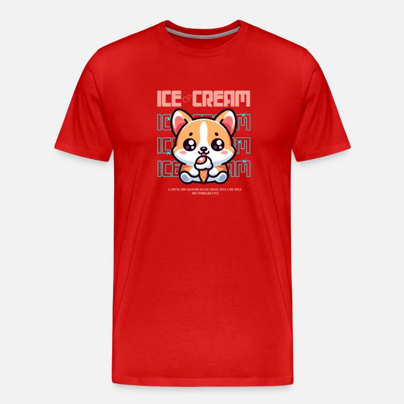 Petit chiot glace mignon - T-shirt bio Premium Homme - rouge
