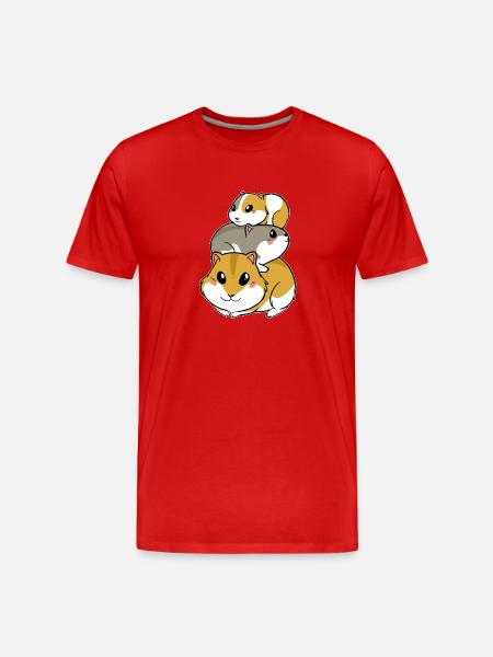 Pyramide de cochons d’Inde hamster mignonne - T-shirt bio Premium Homme - rouge