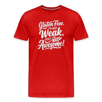 Humour faible sans gluten génial - T-shirt bio Premium Homme - rouge - Devant - Damien (186cm)