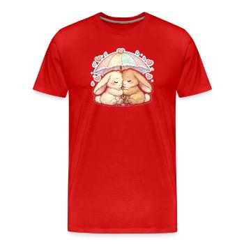 Liebes bunny Regenschirm kuschel - Männer Premium Bio T-Shirt - Rot - Vorne - Damien (186cm)
