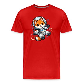 Le Renard de l’Espace en combinaison spatiale - T-shirt bio Premium Homme - rouge - Devant - Damien (186cm)