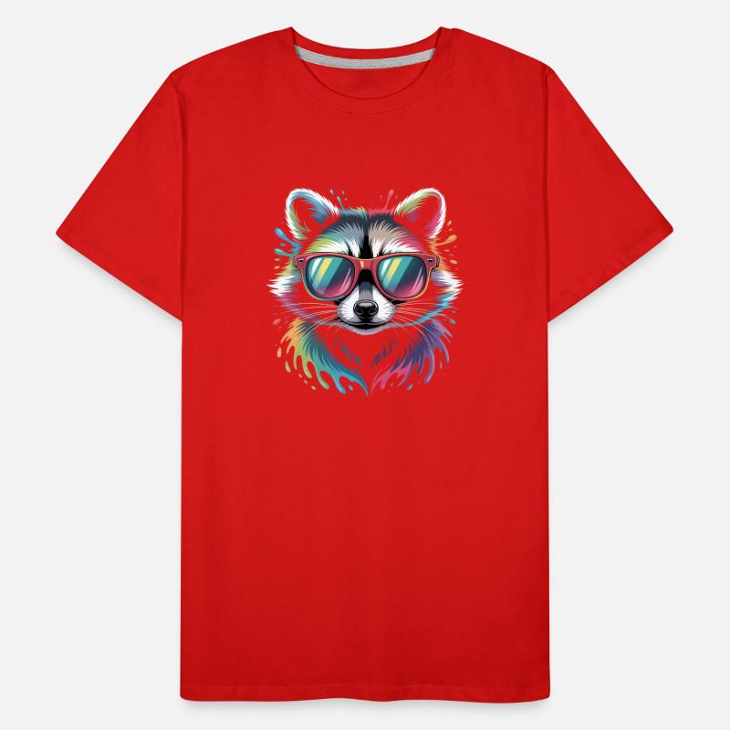 Bunter Waschbär Wasserfarben Spritzer Männer Premium Bio T-Shirt