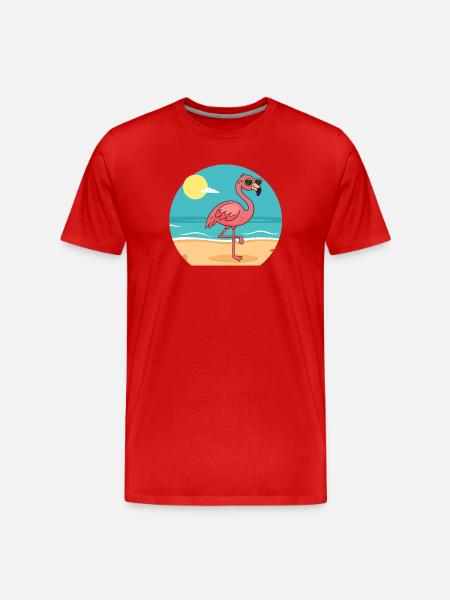 Flamingo sunbathing No.2 - Men's Premium Organic T-Shirt - red