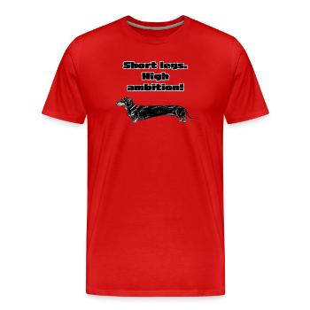 Jambes courtes, grande ambition – Diction teckel - T-shirt bio Premium Homme - rouge - Devant - Damien (186cm)