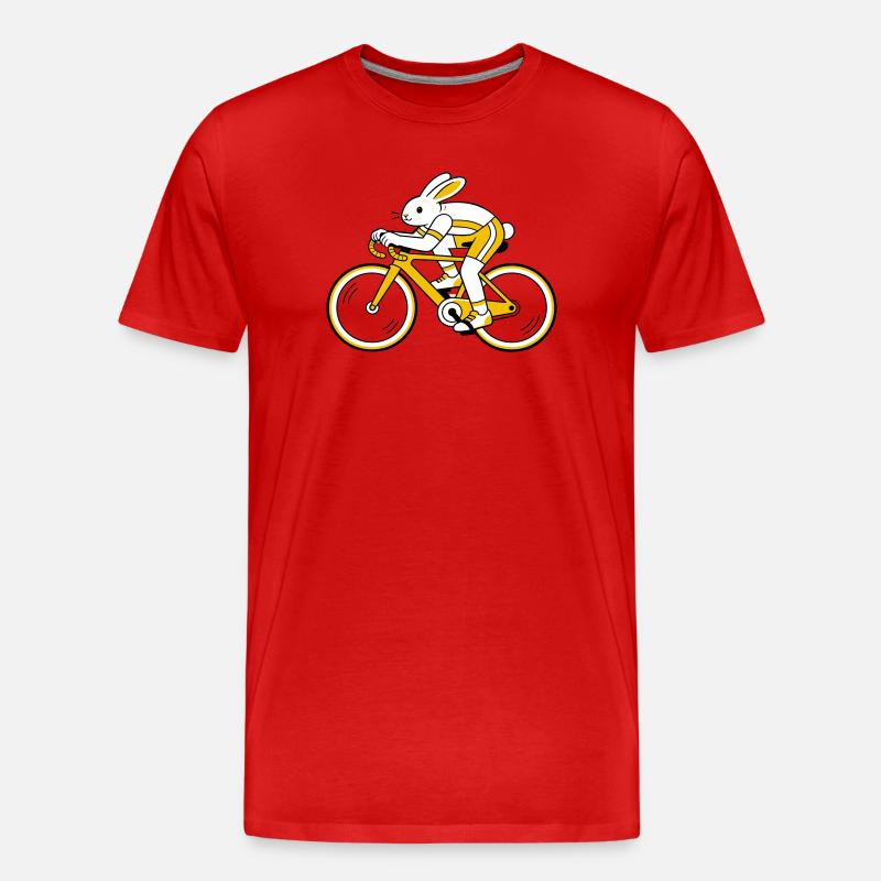 Hase auf einem Rennrad - Männer Premium Bio T-Shirt - Rot