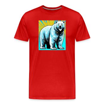 ours blanc - T-shirt bio Premium Homme - rouge - Devant - Damien (186cm)