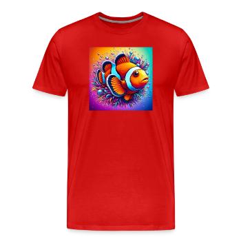 Poisson-clown - T-shirt bio Premium Homme - rouge - Devant - Damien (186cm)