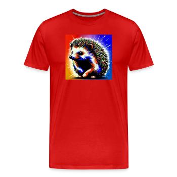 hedgehog - Men's Premium Organic T-Shirt - red - Front - Damien (186cm)