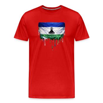 Lesotho Flag in Drop Art - Men's Premium Organic T-Shirt - red - Front - Damien (186cm)
