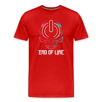 End Of Line Gamer Skull Power Button Gaming - Men's Premium Organic T-Shirt - red - Front - Damien (186cm)