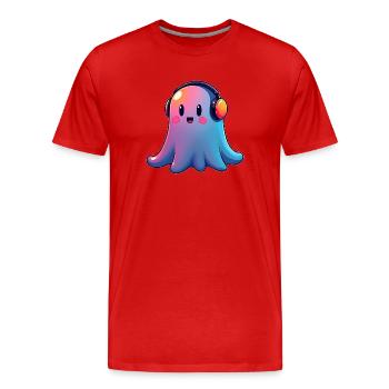 Gespenst mit Kopfhörern - Männer Premium Bio T-Shirt - Rot - Vorne - Damien (186cm)