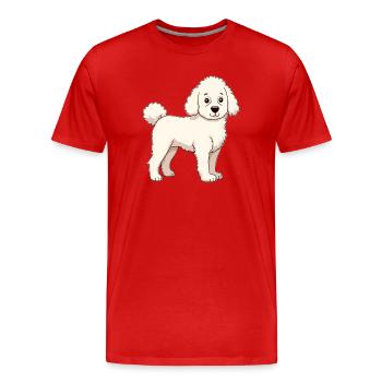 Caniche blanc - T-shirt bio Premium Homme - rouge - Devant - Damien (186cm)
