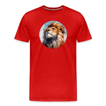 Design de Lion - Männer Premium Bio T-Shirt - Rot - Vorne - Damien (186cm)