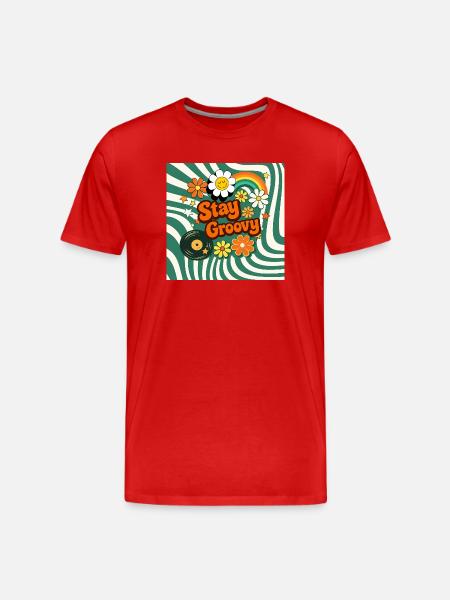 Retro Floral Style - Men's Premium Organic T-Shirt - red