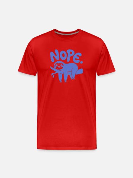 Funny Sloth "Nope" - Lazy Nap & Procrastination - Men's Premium Organic T-Shirt - red