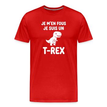 T-Rex insolent sur tee-shirt noir - T-shirt bio Premium Homme - rouge - Devant - Damien (186cm)