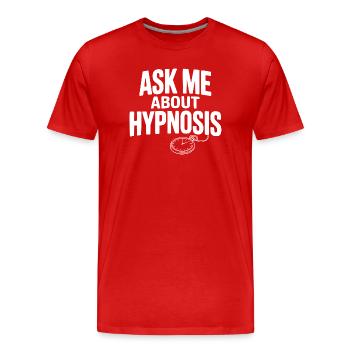 Frag mich nach Hypnose - Männer Premium Bio T-Shirt - Rot - Vorne - Damien (186cm)