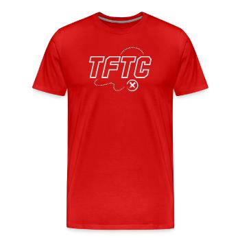 TFTC Geocaching Thanks For The Cache Graphic - Men's Premium Organic T-Shirt - red - Front - Damien (186cm)
