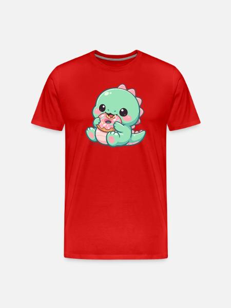 Donut Dino Sugar Joy - Men's Premium Organic T-Shirt - red