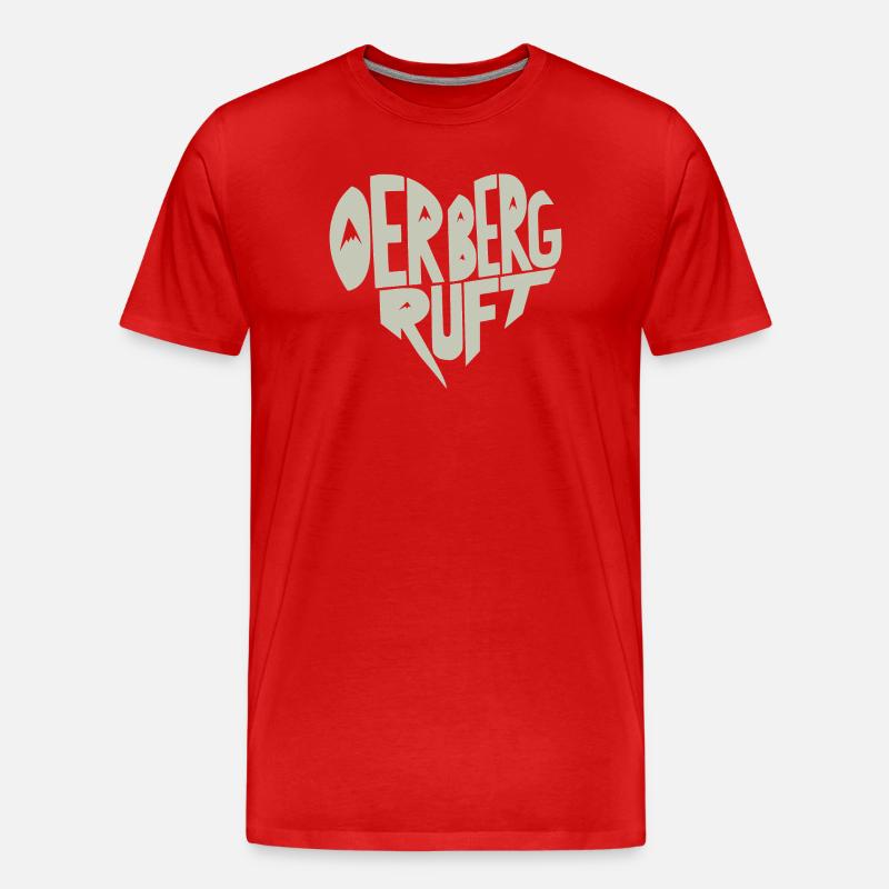 Der Berg ruft Herzdesign - Männer Premium Bio T-Shirt - Rot