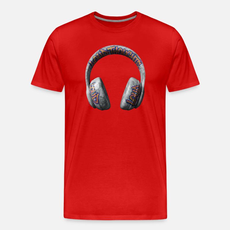 Loud Thoughts Graffiti Kopfhörer - Männer Premium Bio T-Shirt - Rot