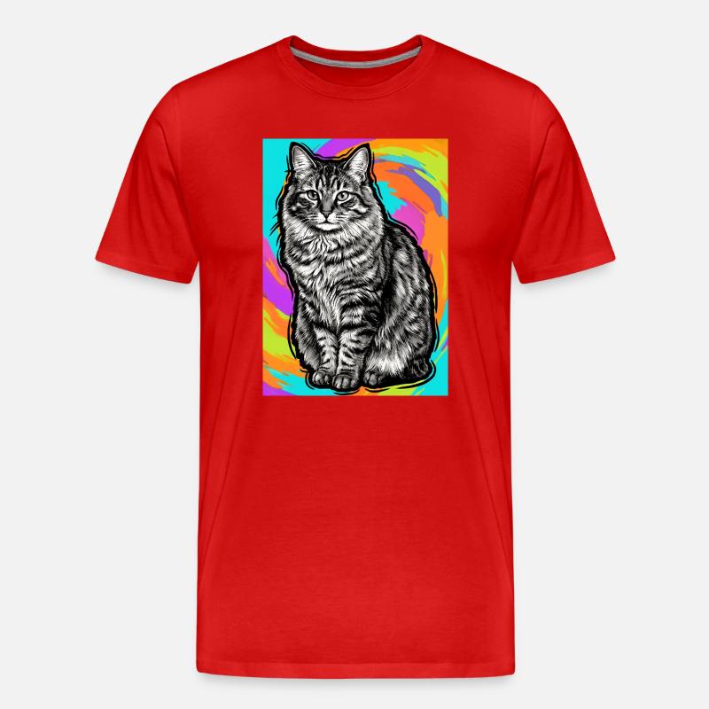 Katze - Männer Premium Bio T-Shirt - Rot