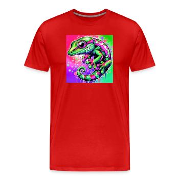 Gecko - Männer Premium Bio T-Shirt - Rot - Vorne - Damien (186cm)
