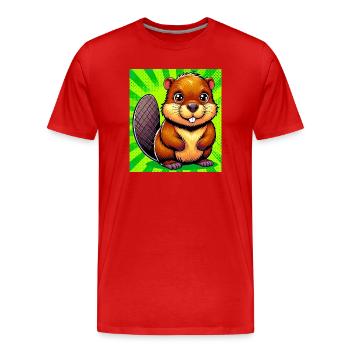 beaver - Men's Premium Organic T-Shirt - red - Front - Damien (186cm)