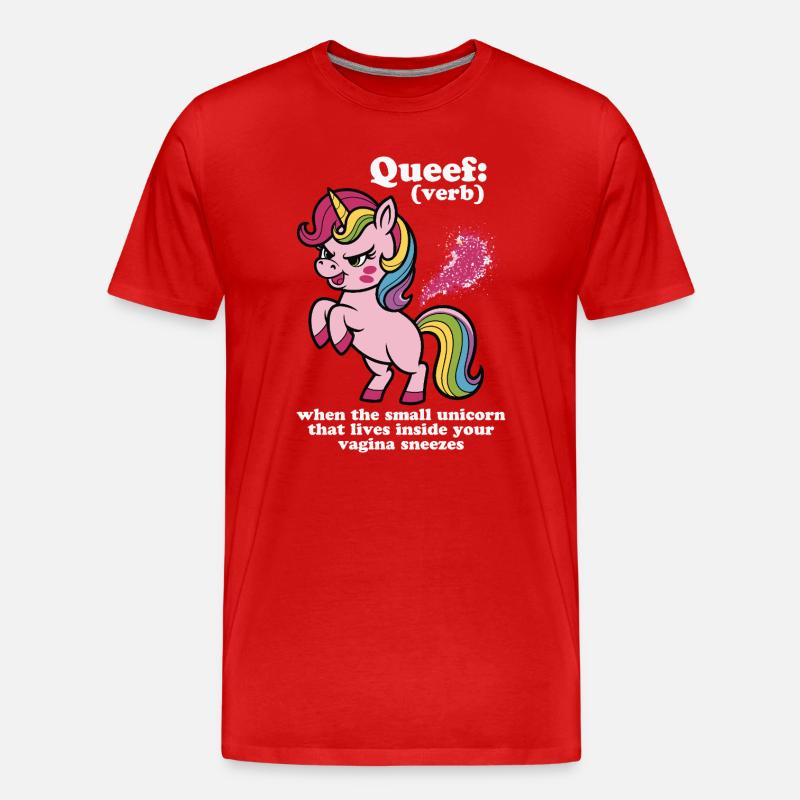 Knuddel-Einhorn mit Regenbogenmähne - Männer Premium Bio T-Shirt - Rot