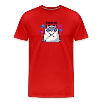 Grummelige Katze eingepackt Nicht stören - Männer Premium Bio T-Shirt - Rot - Vorne - Damien (186cm)