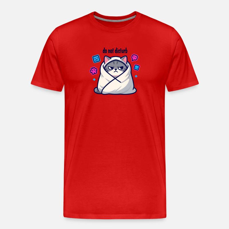 Chat grognon emmitouflé Ne Pas Déranger - Men's Premium Organic T-Shirt - red