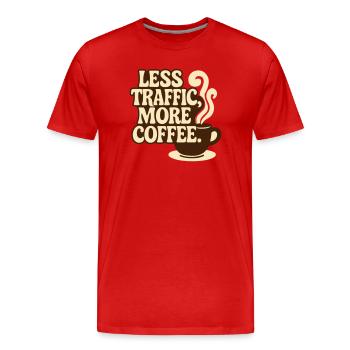 Traffic vs Café : Le Lifestyle du Télétravail - T-shirt bio Premium Homme - rouge - Devant - Damien (186cm)