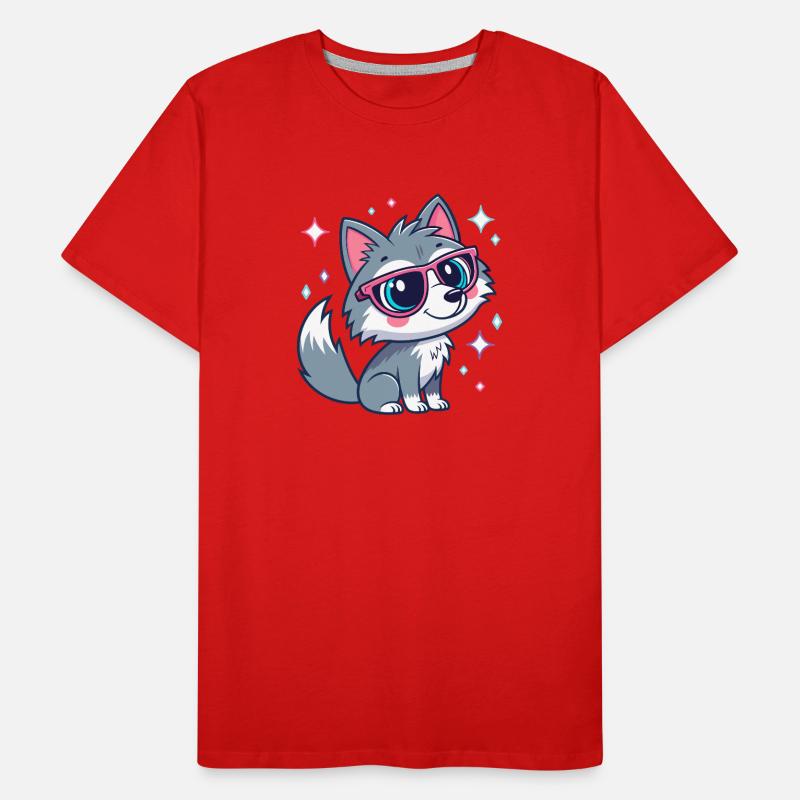 Cute chic wolf with rose-colored glasses Men's Premium Organic T-Shirt