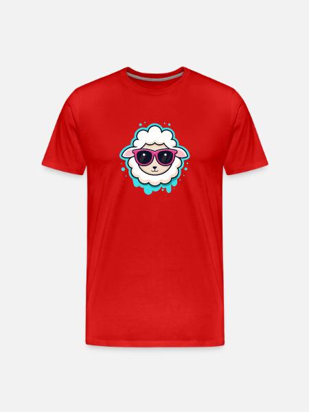 Kawaii Sheep Pink Glasses - Men's Premium Organic T-Shirt - red