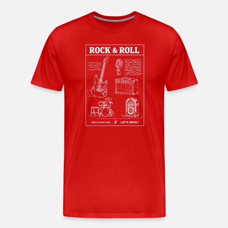 Rock-and-Roll-Jam-Szene - Männer Premium Bio T-Shirt - Rot