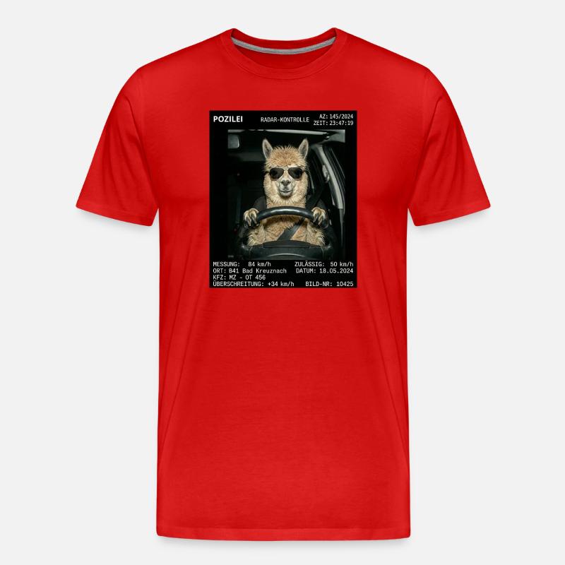 Alpaka Geblitzt - Männer Premium Bio T-Shirt - Rot