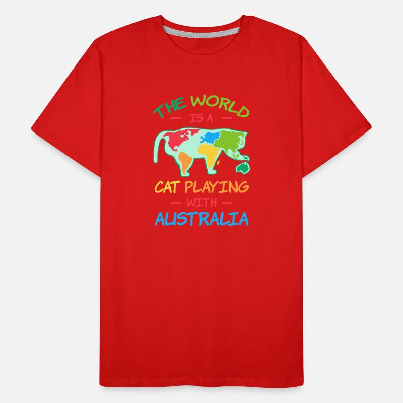 World Cat Playing With Australia Men's Premium Organic T-Shirt