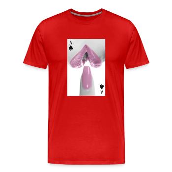 Minimalist Lips & Nails Design Pink - Men's Premium Organic T-Shirt - red - Front - Damien (186cm)