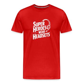 Superhelden tragen Headsets - Männer Premium Bio T-Shirt - Rot - Vorne - Damien (186cm)