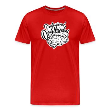 Professional Overthinker Funny Brooding Anxiety Logo - Men's Premium Organic T-Shirt - red - Front - Damien (186cm)