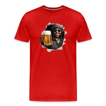 Bessie Coleman mit Sonnenbrille und Bier - Männer Premium Bio T-Shirt - Rot - Vorne - Damien (186cm)