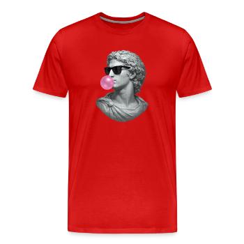 Alexander der Große mit Kaugummi und Sonnenbrille - Männer Premium Bio T-Shirt - Rot - Vorne - Damien (186cm)